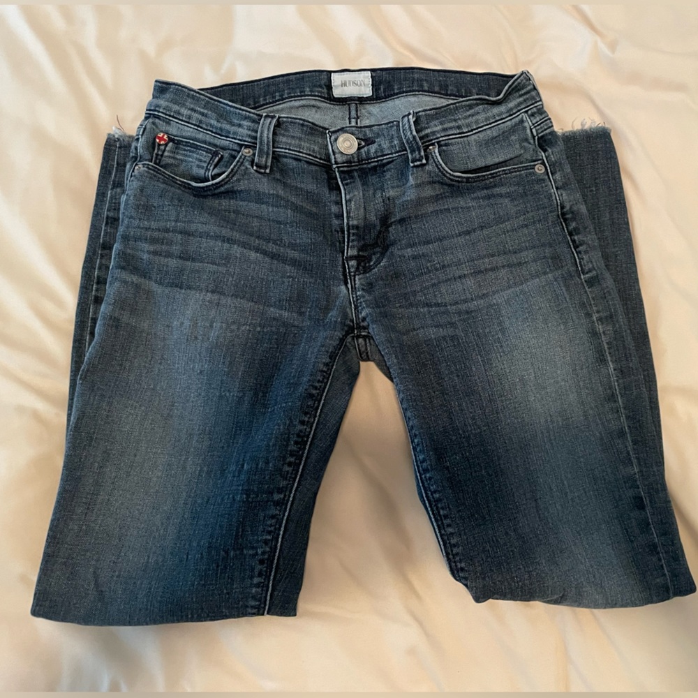 Hudson Mid-Rise Raw Hem Ankle Jeans